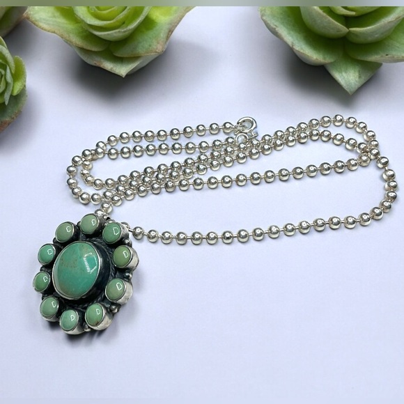 🌺Vintage Navajo Betta Lee Turquoise Necklace/Brooch - Picture 5 of 13